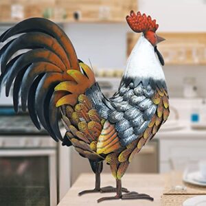 Kircust Garden Rooster Statues & Sculpture, Metal Chicken Animal Yard Art Lawn Ornament Figurines Artwork for Outdoor, Patio,Backyard and Home Kitchen Decoration