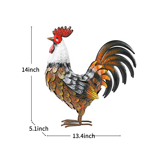 Kircust Garden Rooster Statues & Sculpture, Metal Chicken Animal Yard Art Lawn Ornament Figurines Artwork for Outdoor, Patio,Backyard and Home Kitchen Decoration