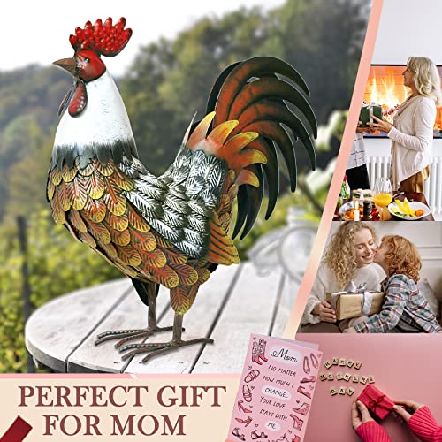 Kircust Garden Rooster Statues & Sculpture, Metal Chicken Animal Yard Art Lawn Ornament Figurines Artwork for Outdoor, Patio,Backyard and Home Kitchen Decoration