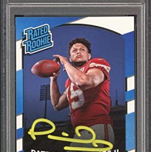 2017 Donruss Rated Rookie Patrick Mahomes RC Yellow Ink PSA/DNA Auto GEM MINT 10 - Football Slabbed Autographed Rookie Cards