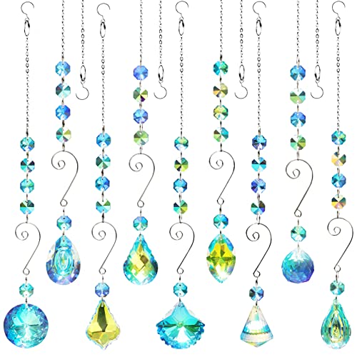 9 Pieces Sun Catchers Indoor Window Suncatcher Crystals Beads Rainbow Prism Balls Pendant Colorful Light Catcher Hanging Ornaments for Window Chandelier Office Home Garden Decor