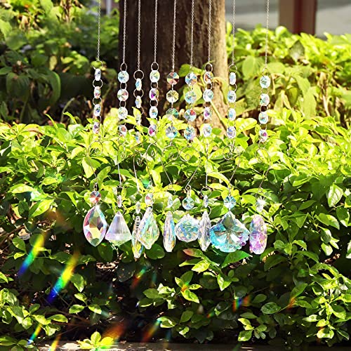 9 Pieces Sun Catchers Indoor Window Suncatcher Crystals Beads Rainbow Prism Balls Pendant Colorful Light Catcher Hanging Ornaments for Window Chandelier Office Home Garden Decor