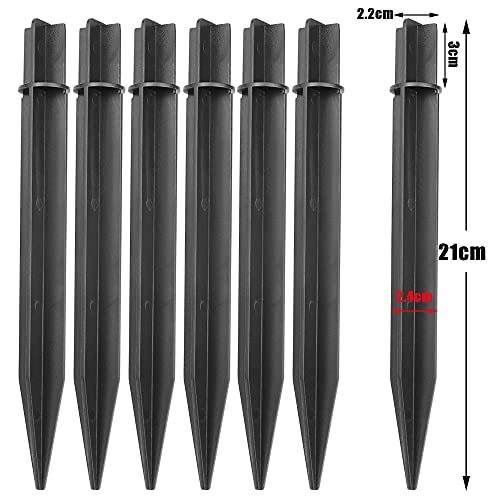 WYKOO 18 Pieces 8.26 Inch Reinforced Ground Spikes Stakes, Solar Lights Spikes, Replacement ABS Plastic Lights Stakes for Christmas Yard Garden Lights Lamps