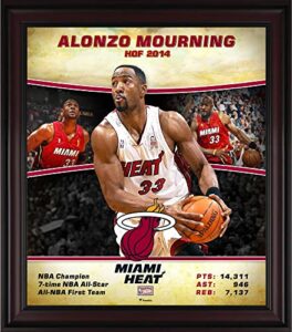 alonzo mourning miami heat framed 15″ x 17″ hardwood classics player collage – nba player plaques and collages