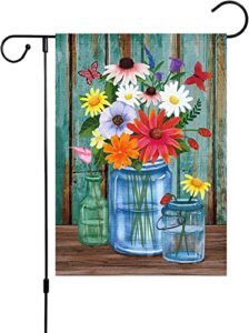 louise maelys spring floral garden flag 12×18 double sided, burlap small vertical spring summer vase flower garden yard flags for seasonal outside outdoor house decoration (only flag)