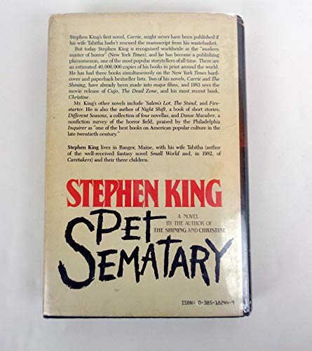 Stephen King Signed Autograph Pet Sematary 1st Edition/1st Printing Y38 HC Book