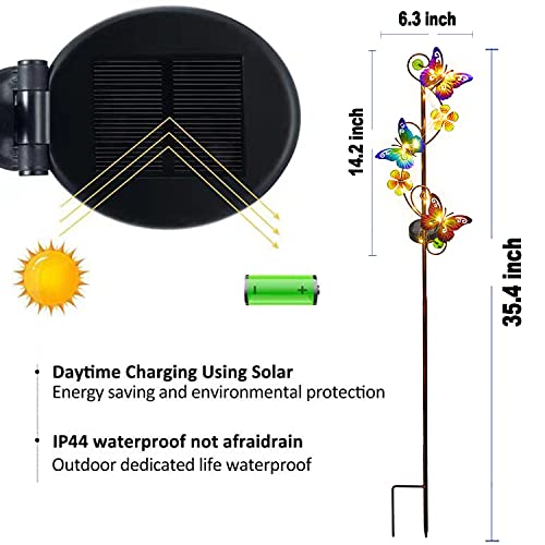 NAN ZAI NAN FANG Solar Garden Lights 2 Pack Outdoor Butterfly Garden Decor Waterproof Butterfly Solar Stake Lights for Garden,Lawn,Patio or Courtyard