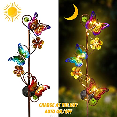 NAN ZAI NAN FANG Solar Garden Lights 2 Pack Outdoor Butterfly Garden Decor Waterproof Butterfly Solar Stake Lights for Garden,Lawn,Patio or Courtyard