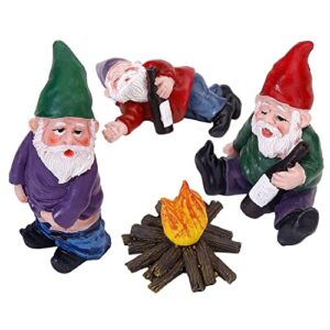 funny gnomes garden decorations garden gnomes outdoor 4pcs fairy garden miniatures accessories outdoor garden sculpture statues figurines lawn ornaments garden decor for outside yard art clearance