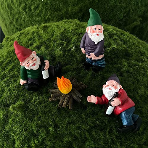 Funny Gnomes Garden Decorations Garden Gnomes Outdoor 4PCS Fairy Garden Miniatures Accessories Outdoor Garden Sculpture Statues Figurines Lawn Ornaments Garden Decor for Outside Yard Art Clearance