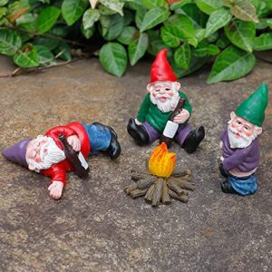 Funny Gnomes Garden Decorations Garden Gnomes Outdoor 4PCS Fairy Garden Miniatures Accessories Outdoor Garden Sculpture Statues Figurines Lawn Ornaments Garden Decor for Outside Yard Art Clearance