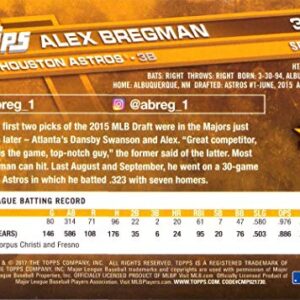 2017 Topps Baseball #341 Alex Bregman Rookie Card - 1st Official Rookie Card