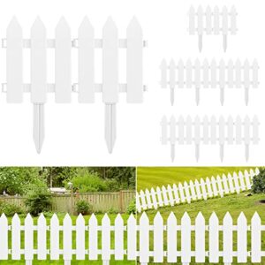 elecland 12 pieces garden fence with 12 pieces fence insert white plastic fence garden picket fence edgings lawn flowerbeds plant borders decorative garden yard