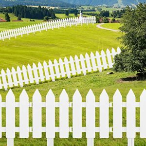 ELECLAND 12 Pieces Garden Fence with 12 Pieces Fence Insert White Plastic Fence Garden Picket Fence Edgings Lawn Flowerbeds Plant Borders Decorative Garden Yard