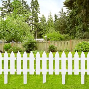 ELECLAND 12 Pieces Garden Fence with 12 Pieces Fence Insert White Plastic Fence Garden Picket Fence Edgings Lawn Flowerbeds Plant Borders Decorative Garden Yard
