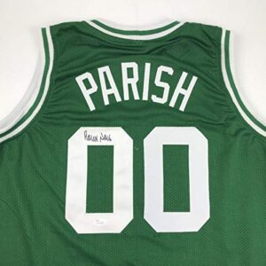 Autographed/Signed Robert Parish Boston Green Basketball Jersey JSA COA Holo Only