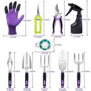 Covacure Gardening Tool Set - 11 Piece Aluminum Alloy Steel Hand Tool Starter Kit with Garden Bag, Outdoor Tool, Heavy Duty Gardening Work Set, Gardening Tools Gift for Women and Men