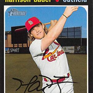 2020 Topps Heritage Baseball #80 Harrison Bader St. Louis Cardinals Official MLB Trading Card From Topps that showcases the 1971 Topps Design