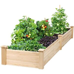 incbruce 96x25x10 in wooden raised garden bed planter, no-bolt assembly elevated flower bed boxes kit for vegetable flower herb gardening, natural