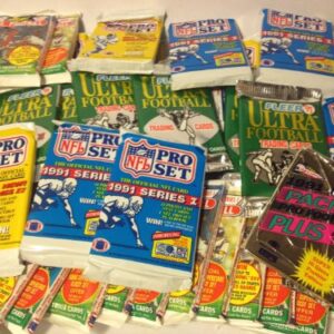 200 Vintage Football Cards in Old Sealed Wax Packs - Perfect for New Collectors