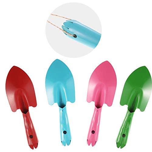 4 Pieces Mini Trowel Set Colorful Metal Hand Shovel Garden Tools for Soil Planting Digging Transplanting