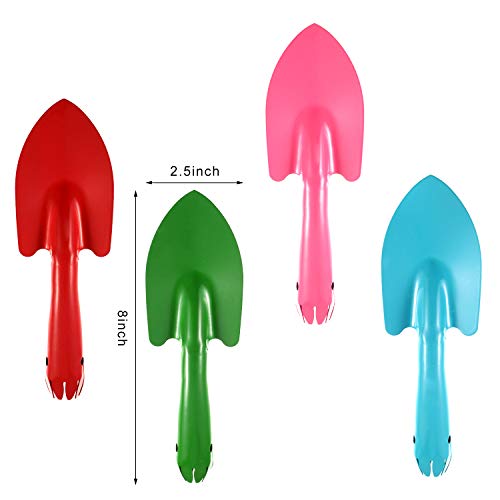 4 Pieces Mini Trowel Set Colorful Metal Hand Shovel Garden Tools for Soil Planting Digging Transplanting