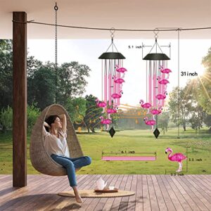 Solar Flamingo Wind Chimes, Flamingo Gifts for Women/Mom/Grandma/Wife/Daughter/Sister,Pink Flamingo Outside Garden Yard Decor