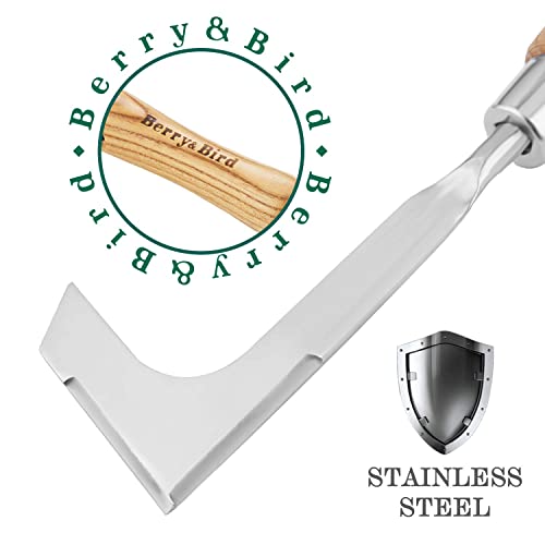 Berry&Bird Crack Weeder, Crevice Weeding Tool, 11.2" Stainless Steel Manual Weeder, L-Shaped Side-Walk Puller Spatula, Grass Cutter Knife, Weeding Sickle for Garden Lawn Yard Patio Terrace Paving Moss