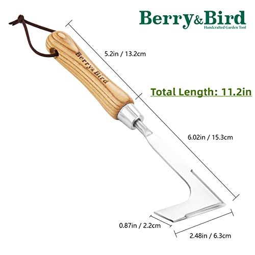 Berry&Bird Crack Weeder, Crevice Weeding Tool, 11.2" Stainless Steel Manual Weeder, L-Shaped Side-Walk Puller Spatula, Grass Cutter Knife, Weeding Sickle for Garden Lawn Yard Patio Terrace Paving Moss