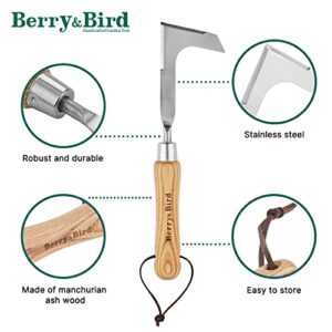 Berry&Bird Crack Weeder, Crevice Weeding Tool, 11.2" Stainless Steel Manual Weeder, L-Shaped Side-Walk Puller Spatula, Grass Cutter Knife, Weeding Sickle for Garden Lawn Yard Patio Terrace Paving Moss