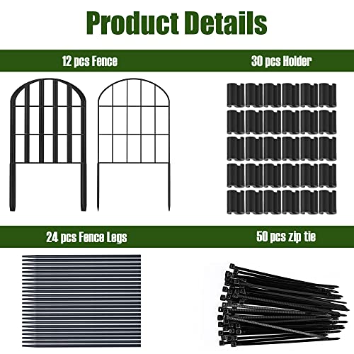 Decorative Garden Fence No Dig Fencing 12 Pack, 13ft (L) x 24in (H) Rustproof Metal Wire Panel Border Animal Barrier,Apply to Dog Fencing Outdoor for The Yard