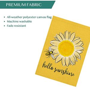 Qinqingo Hello Sunshine House Flag Summer Sunflower Bee Yard Flags 28 x 40 inch Double Sided Spring Summer Decor Seasonal Outdoor Decoration (HF-N)