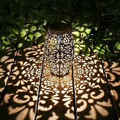 Kaixoxin Solar Lantern Lights for Hanging or Table Outdoor Solar Light for Patio Courtyard Garden (Silver-1)