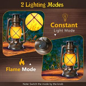 Hanging Solar Lantern Outdoor - Flickering Flame Solar Vintage Lantern, 2 Modes Waterproof Solar Hanging Lights for Camping, Garden, Patio, Deck, Yard, Path