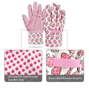 OIZEN Kids Toddlers Gardening Gloves for Age 1-6, 3 Pairs Children PVC Dots Garden Gloves for Yard Work(Small Age 1-2(toddlers))