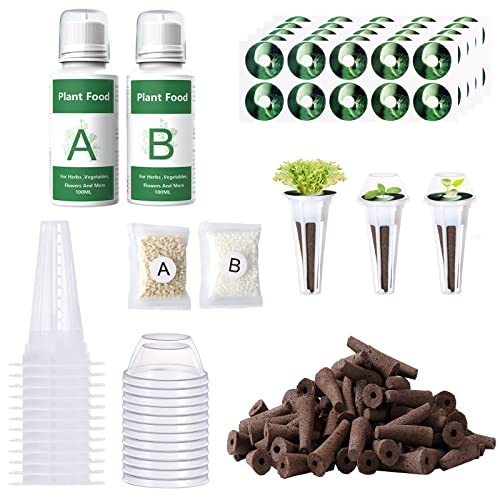 Yoocaa 128pcs Seed Pod Kit for Aerogarden, Grow Anything Kit with 50Grow Sponges, A&B Nutrient Plant Food, 50Labels, 12Grow Baskets, 12Grow Domes, Compatible with Hydroponics Supplies from All Brands