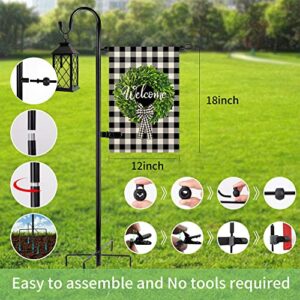 Garden Flag Holder Stand and Shepherds Hooks, 48 Inch Height with 1/2 Inch Thick Metal Garden Flag Pole-Outdoor Lawn Yard Flag Holder Stake for Small Flag 12x18, Solar Lights-Mini Flag Holder (1)