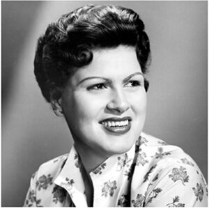 patsy cline photo 8 inch x 10 inch photograph crazy b&w pic smiling floral blouse kn