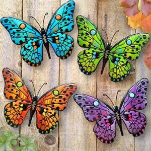 metal butterfly wall decor – 9.5″ outdoor fence wall art decor, hanging for garden yard living room bedroom patio balcony,gift for family friends(4 pack)