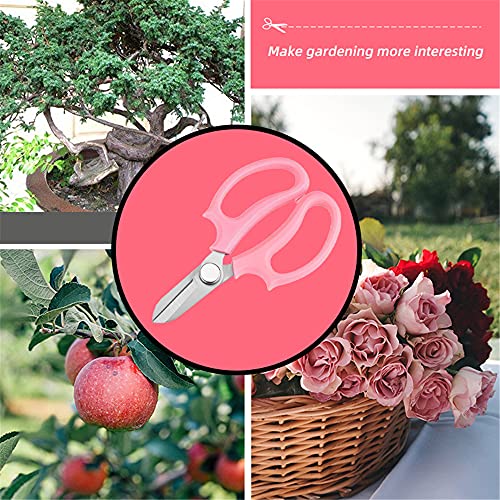 Leetop Gardening Flower Scissors Bonsai Pruning Shears for Home Garden Flower Shop Floral Branch Trimming Pink Scissor