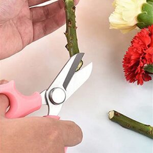 Leetop Gardening Flower Scissors Bonsai Pruning Shears for Home Garden Flower Shop Floral Branch Trimming Pink Scissor