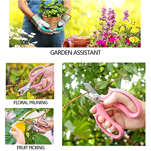 Leetop Gardening Flower Scissors Bonsai Pruning Shears for Home Garden Flower Shop Floral Branch Trimming Pink Scissor