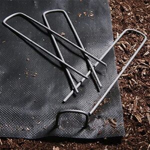 Garden Stakes 100 Pack 6 Inch Galvanized Landscape Staples, U-Shape Turf Staples Heavy Duty Galvanized Lawn Pins for Anchoring Weed Barrier Fabric, Ground Cover, Dog Fence, Tents Tarps