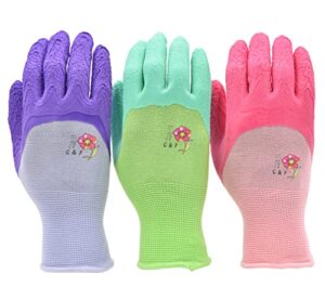 women gardening gloves with micro foam coating – garden gloves texture grip – women’s work gloves 3 pair pack – working gloves for weeding, digging, raking and pruning