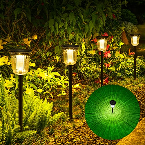 Ortope Solar Pathway Lights Outdoor Garden,200 Lumen 4Pack Solar Powered Outdoor Landscape Path Lights,12Hrs Long Last High Lumen LED Solar Walkway Yard Garden Sidewalk Patio Lights Waterproof