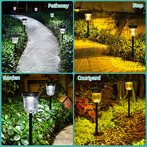 Ortope Solar Pathway Lights Outdoor Garden,200 Lumen 4Pack Solar Powered Outdoor Landscape Path Lights,12Hrs Long Last High Lumen LED Solar Walkway Yard Garden Sidewalk Patio Lights Waterproof