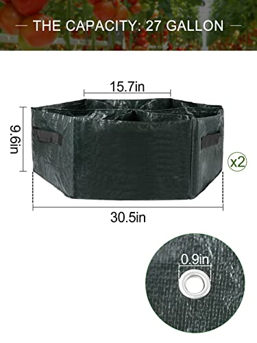 2 Pack 27 Gallon PE Fabric Raised Garden Planter Bed- Sturdy 6 Divided Grids Raised Vegetable Grow Bags with Handles & Drainage Holes Durable Hexagon Potato Tomato Planting Grow Pot for Plants Flower