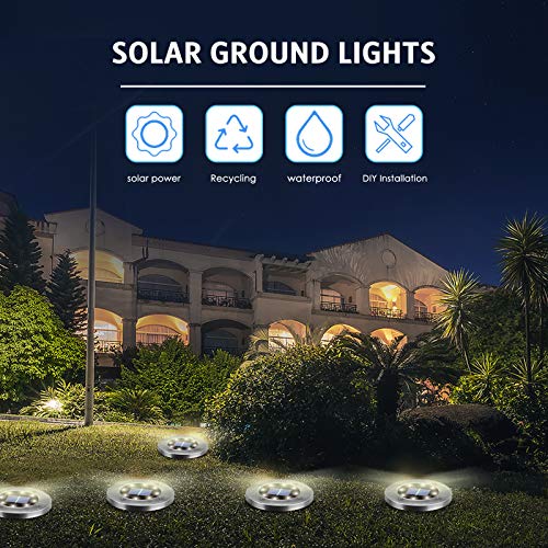 Solar Outdoor Lights 12 Packs, Garden Solar Lights Outdoor Waterproof Solar Pathway Lights Bright In-Ground Lights Outdoor Lighting Decor for Lawn, Patio , Yard, Driveway, Step and Walkway White Light