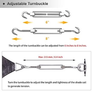 Garden expert Shade Sail Hardware Kit with Nylon Coated Cable Wire, 304 Stainless Steel Installation Kit for Rectangle Triangle Sun Shade Capony for Outdoor Patio Garden