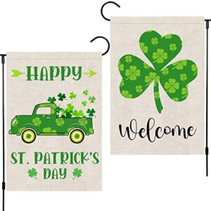 dmhirmg st. patrick’s day garden flag double-sided pattern printing weatherproof garden flag st. patrick’s day decoration for home(2 pack)